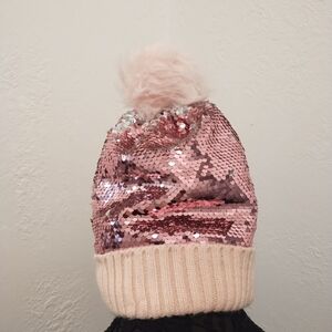 Source Unknown Pink Sequin Kids Hat with Pom Pom
